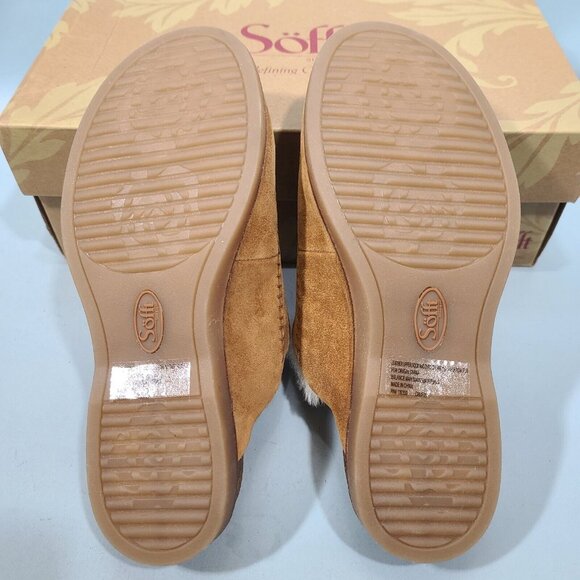 Söfft Bellflower Saddle Italian Suede Shearling Clogs Mule Womens Size 8.5M New - Picture 9 of 11